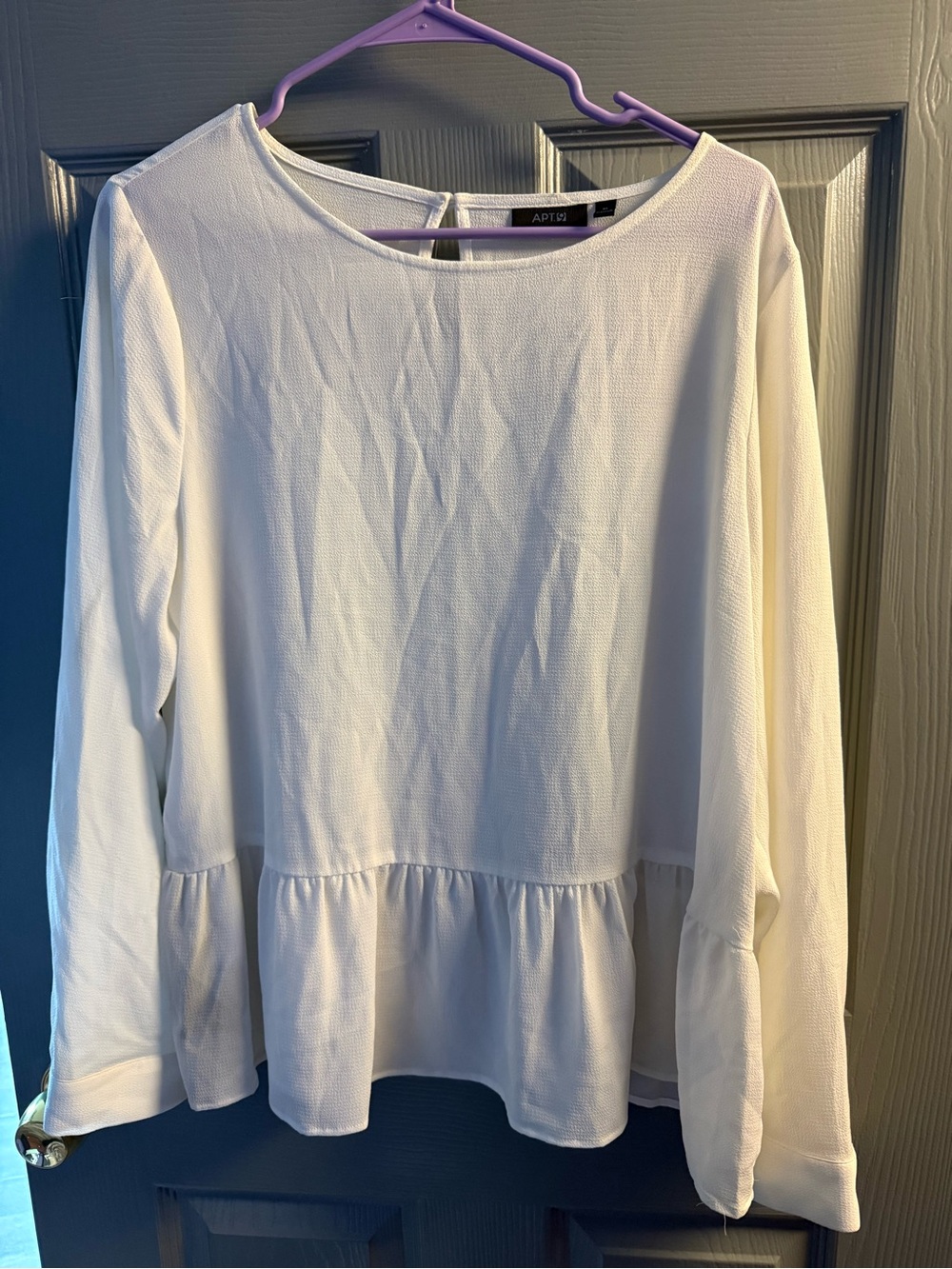 Apt. 9 White Long-Sleeve Peplum Top